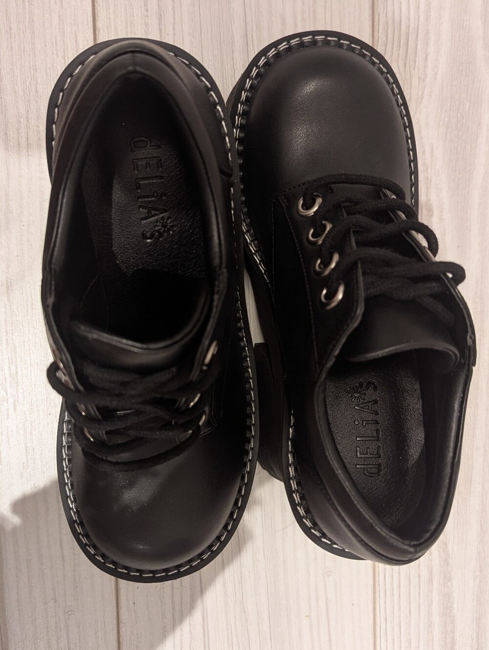 Delia's Black Platform Lace-Up Chunky Oxford Shoes - Picture 5 of 6
